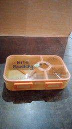 Bite Buddy 4-Compartment Leak-Resistant Plastic Lunch Box with Spoon & Fork