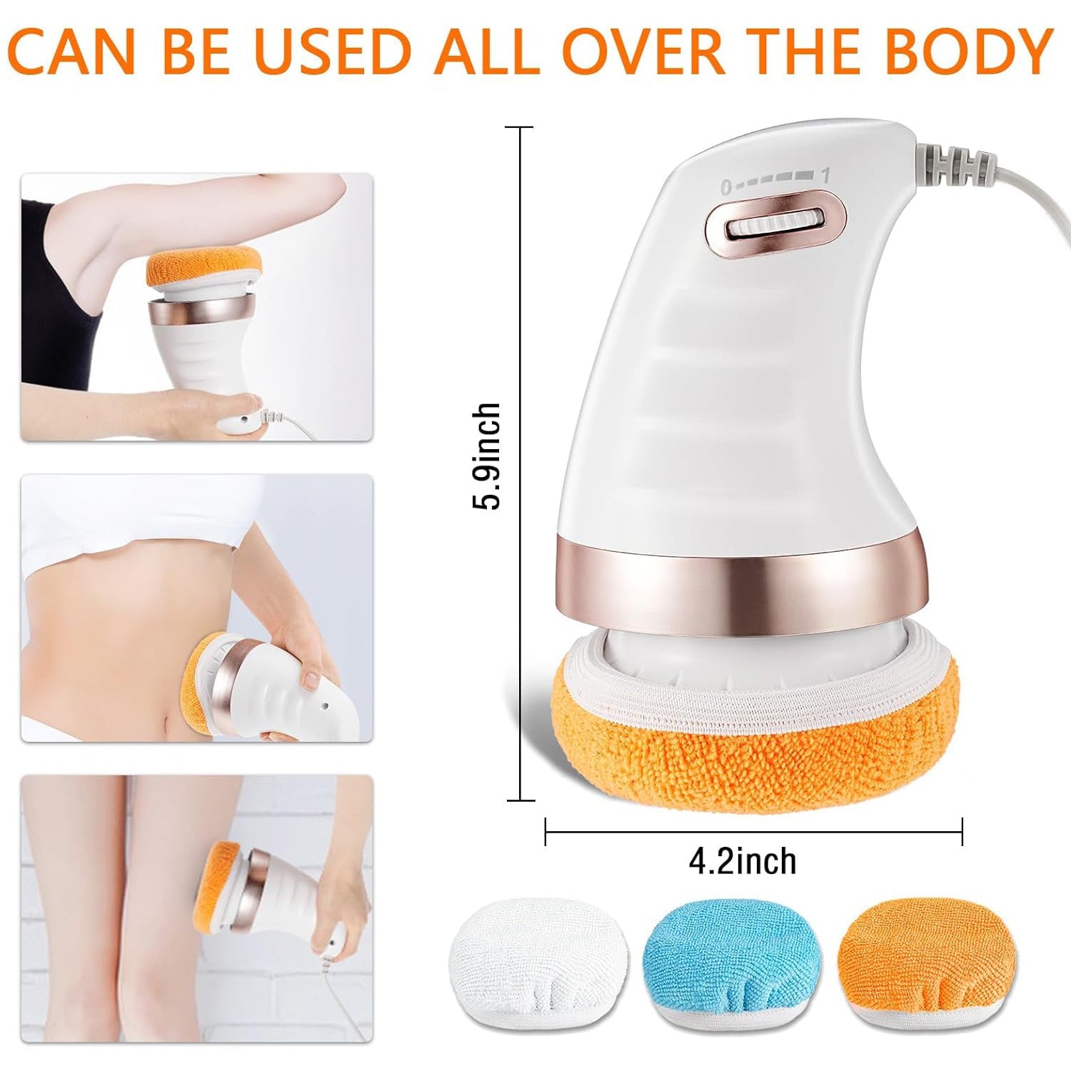 Body Sculpting Massager with 3 Pads, Adjustable Speed, Handheld Electric Massager for Full Body (1 Pc)
