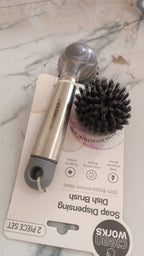 Cleaning Brushes Set, Scrub Brush Bathroom Brush, Long Handle Liquid Dispenser Pot Washing Brush