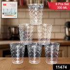 Apex Pyramid Design Unbreakable Plastic Glass – 300 ML