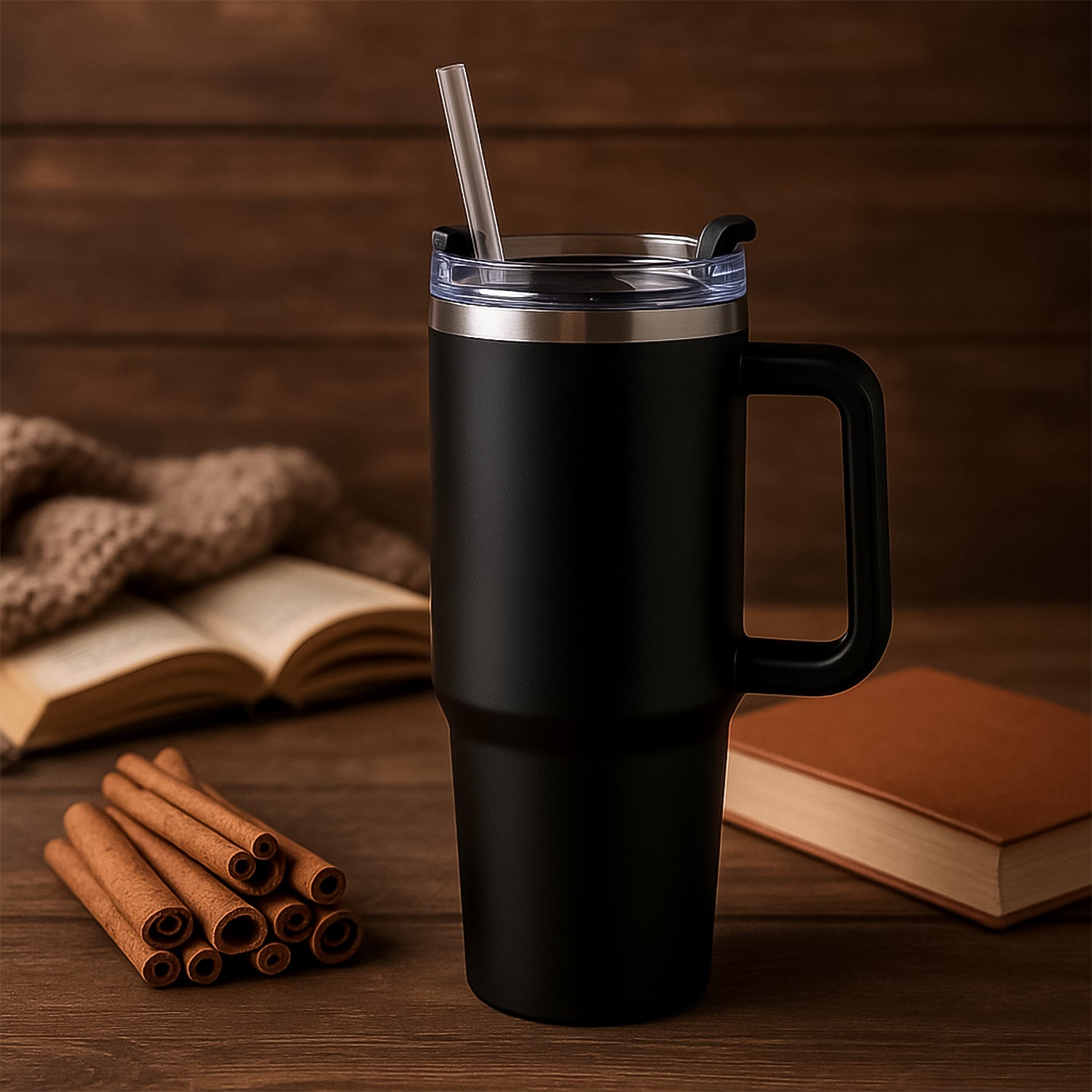 Premium 1200 ML Stainless Steel Vacuum Insulated Travel Mug With Straw And Handle