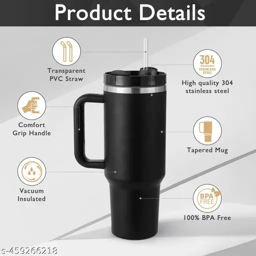 Premium 1200 ML Stainless Steel Vacuum Insulated Travel Mug With Straw And Handle